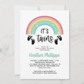 Invitation Empreintes Rainbow C'est le Baby shower Twins (Devant)
