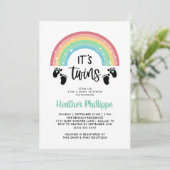 Invitation Empreintes Rainbow C'est le Baby shower Twins (Debout devant)