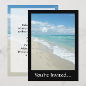Invitation Empreintes sur la plage de sable blanc, Pittoresqu (Devant / Derrière)