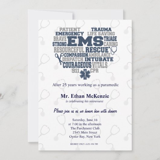Invitation EMS retraite texture Denim (Devant)