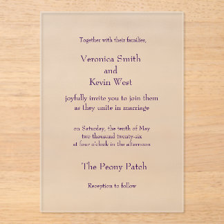 Invitation en acrylique givré sur modèle