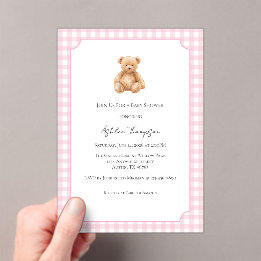 Invitation en acrylique pour Baby Shower Ours en P
