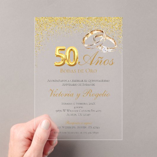 Invitation en acrylique pour les 50 ans de mariage (In situ (ordinateur de poche))