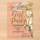 Invitation en acrylique pour soirée entre filles (Recto)