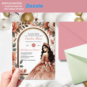 Invitation en acrylique Quinceañera - Dusty Rose F