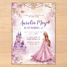 Invitation en acrylique rose et or pour filles pri