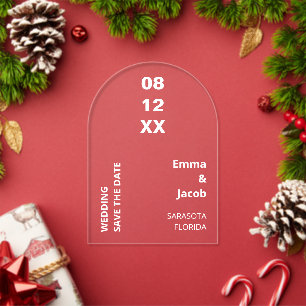 Invitation en acrylique 'Save the Date' avec texte