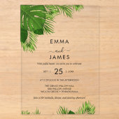 Invitation en acrylique Tropical Palm Beach (Recto)
