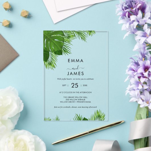 Invitation en acrylique Tropical Palm Beach (Insitu (Mariage))