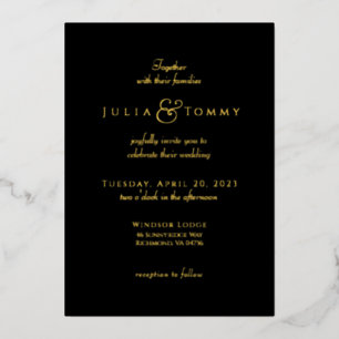 Invitation En Aluminium (100 % huile) Noir & Or Élégant