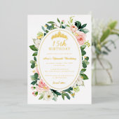 Invitation En Aluminium 15e anniversaire Gold Pink Butterfly Floral (Debout devant)
