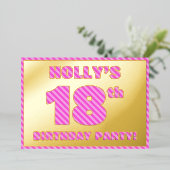 Invitation En Aluminium 18e fête d'anniversaire — Gras, amusant, rose rayu (Debout devant)