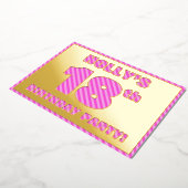 Invitation En Aluminium 18e fête d'anniversaire — Gras, amusant, rose rayu (Rotation)