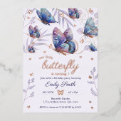 Invitation En Aluminium 1er anniversaire de la fille papillon (Recto)