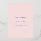 Invitation En Aluminium 1er anniversaire de la fille rose et or (Verso)