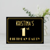 Invitation En Aluminium 1ère fête d'anniversaire : Art Déco Look "1", avec (Debout devant)