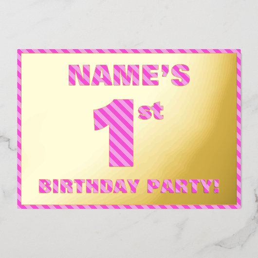 Invitation En Aluminium 1ère fête d'anniversaire — Audacieux, amusant, ray (Recto)