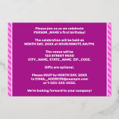 Invitation En Aluminium 1ère fête d'anniversaire — Audacieux, amusant, ray (Verso)