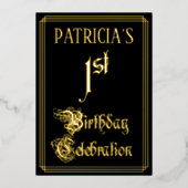 Invitation En Aluminium 1ère fête d'anniversaire — Script fantaisie et nom (Recto)