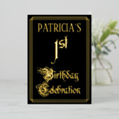 Invitation En Aluminium 1ère fête d'anniversaire — Script fantaisie et nom (Debout devant)