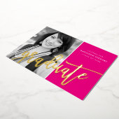 Invitation En Aluminium 2022 GRAD photo calligraphie moderne or rose chaud (Rotation)