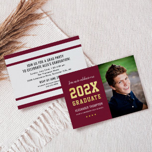Invitation En Aluminium 2023 Graduate Burgundy Gold Graduation Party Photo