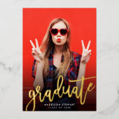 Invitation En Aluminium 2023 GRADUATE photo moderne script minimal or (Recto)