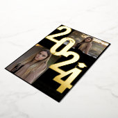 Invitation En Aluminium 2024 Real Foil Gold Metallic Graduation Photo (Rotation)