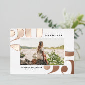 Invitation En Aluminium 2025 Bold Typographie Photo Graduation Rose Gold (Debout devant)