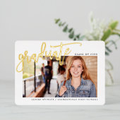 Invitation En Aluminium 2025 GRAD photo calligraphie moderne superposition (Debout devant)