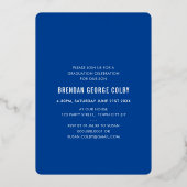 Invitation En Aluminium 2025 GRAD photo moderne cadre royal bleu or (Verso)