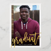 Invitation En Aluminium 2025 GRADUATE photo moderne script or (Recto)
