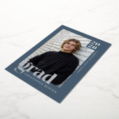 Invitation En Aluminium 2026 Modern Blue 4 Photo Graduation Silver (Rotation)