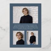 Invitation En Aluminium 2026 Modern Blue 4 Photo Graduation Silver (Verso)