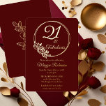 Invitation En Aluminium 21 et Fabuleuse fête du 21e anniversaire bloquée<br><div class="desc">Design élégant de typographie "21 et Fabuleux" 21ème anniversaire design avec un cadre circulaire rose contour. L'arrière présente un contour rose en ton or (pas en feuille d'or).</div>