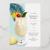 Invitation En Aluminium 21e anniversaire Summer Green Cocktail Party (Recto)