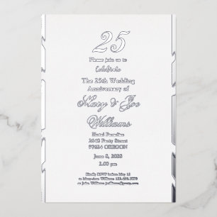Invitation En Aluminium 25 ans Jubilé Anniversaire du 25e Mariage