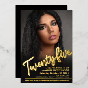 Invitation En Aluminium 25e anniversaire de l'écriture photo personnalisée