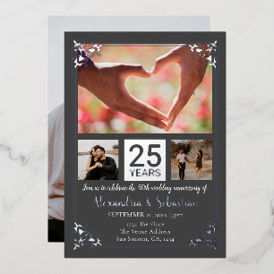Invitation En Aluminium 25e anniversaire de Mariage avec cadre