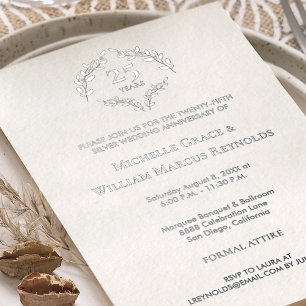 Invitation En Aluminium 25e Anniversaire de Mariage Luxueux élégant