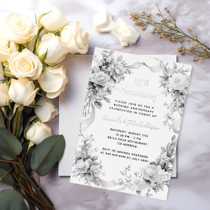 Invitation En Aluminium 25e anniversaire du mariage floraux d'argent