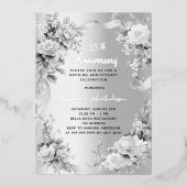Invitation En Aluminium 25e anniversaire du mariage floraux d'argent (Recto)