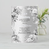 Invitation En Aluminium 25e anniversaire du mariage floraux d'argent (Debout devant)