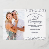 Invitation En Aluminium 25e anniversaire Enregistrer la date Photo Argent (Recto)