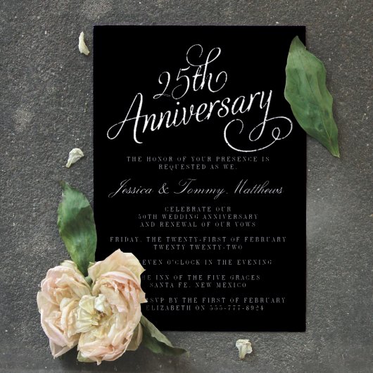 Invitation En Aluminium 25e anniversaire Mariage d'argent réel