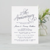Invitation En Aluminium 25e anniversaire Mariage d'argent réel (Debout devant)