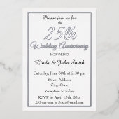 Invitation En Aluminium 25e anniversaire Mariage d'argent simple (Recto)