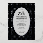 Invitation En Aluminium 25e anniversaire Mariage Elégant argent moderne (Recto)