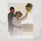 Invitation En Aluminium 2 Photo Mariage moderne Enregistrer la date (Recto)
