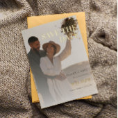 Invitation En Aluminium 2 Photo Mariage moderne Enregistrer la date